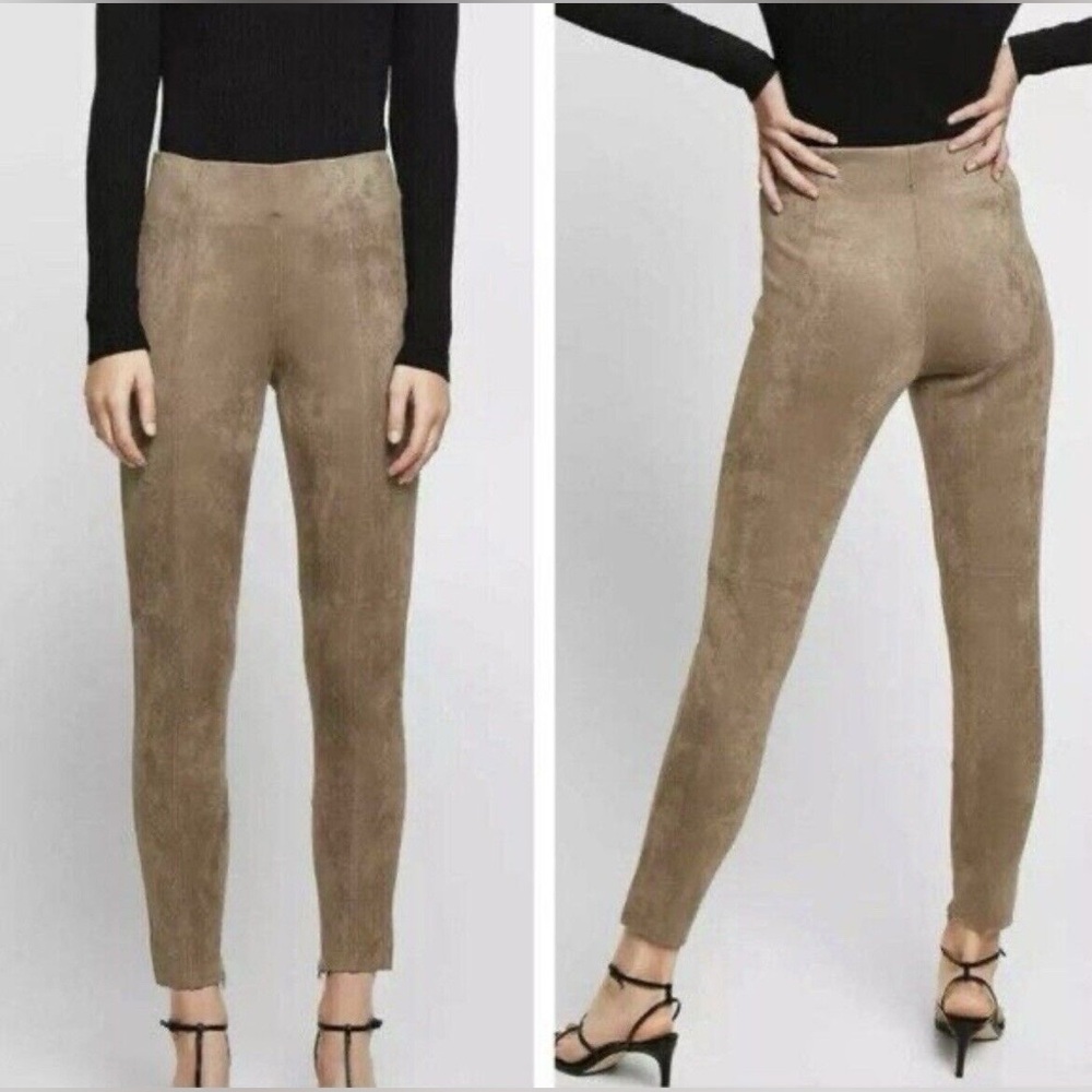 Zara Faux Suede High Rise Cropped Pant